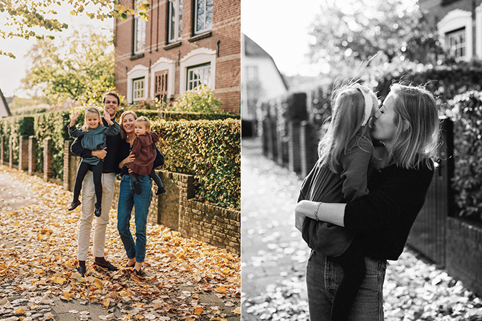 Analoge familiefotografie buiten in de herfst in Breda